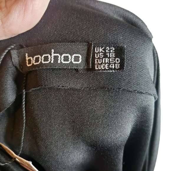 Boohoo Women's Deep Square Neck Plunge Midi Dress, Black Plus Size 18 - Picture 2 of 5